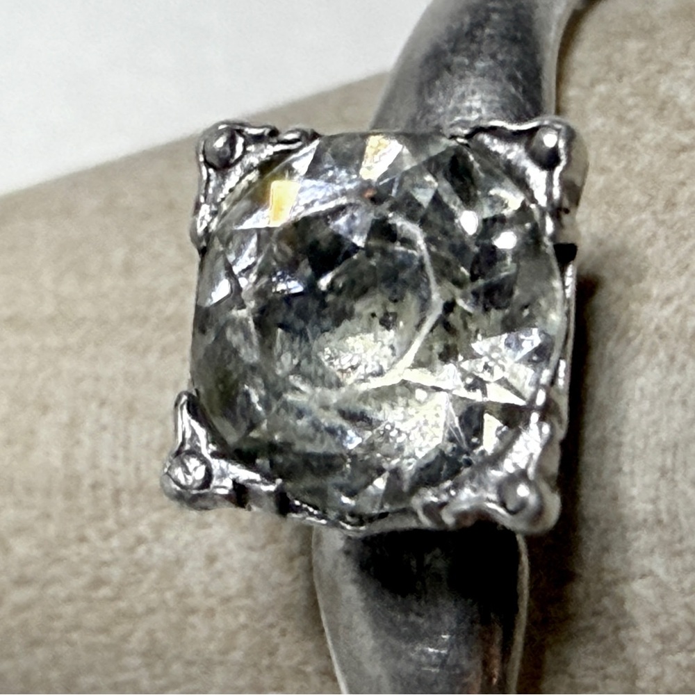 Sterling Silver Ring With Clear Solitaire Gemston… - image 8